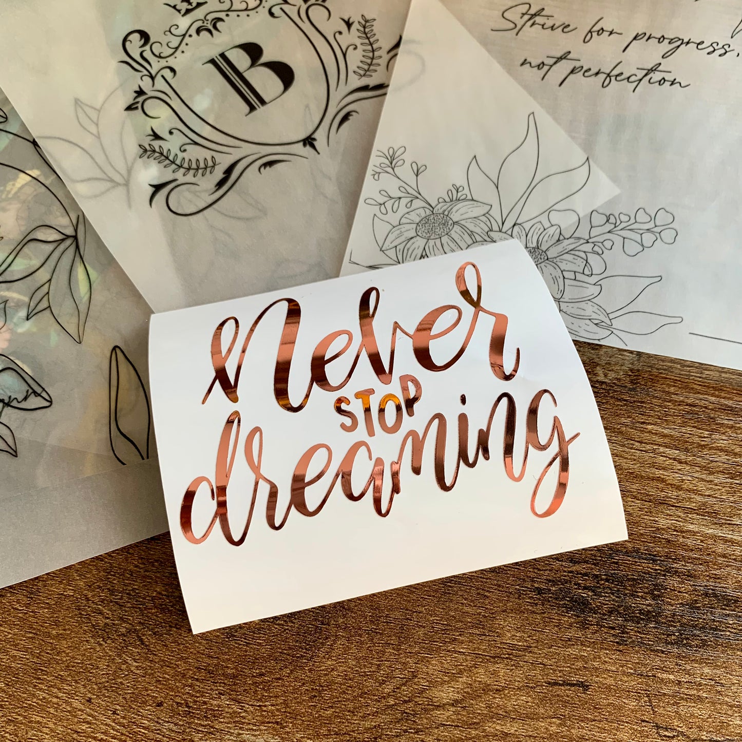 Never Stop Dreaming Vinyl Sticker - Floral Sun III Collection