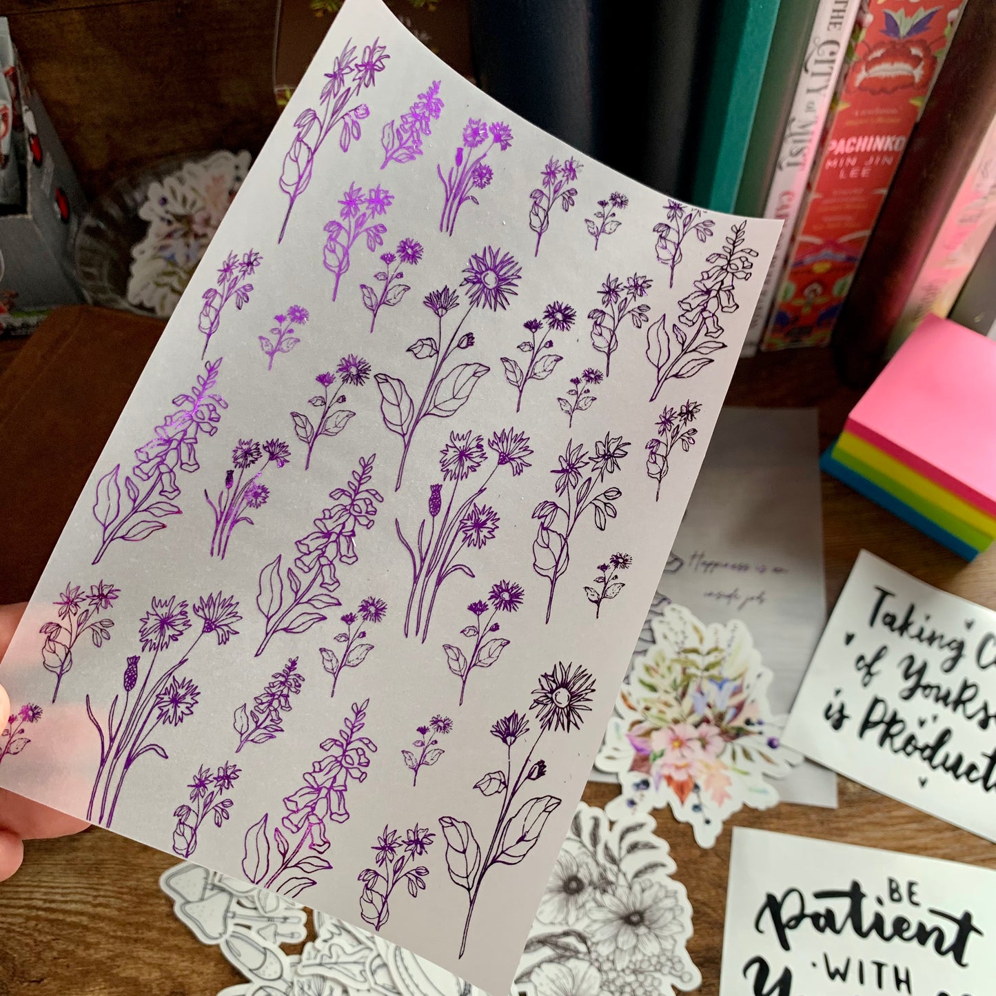 Purple Foiled Floral Sketch Planner Dashboard - Vellum X Acetate Planner Dashboard - Statement Piece