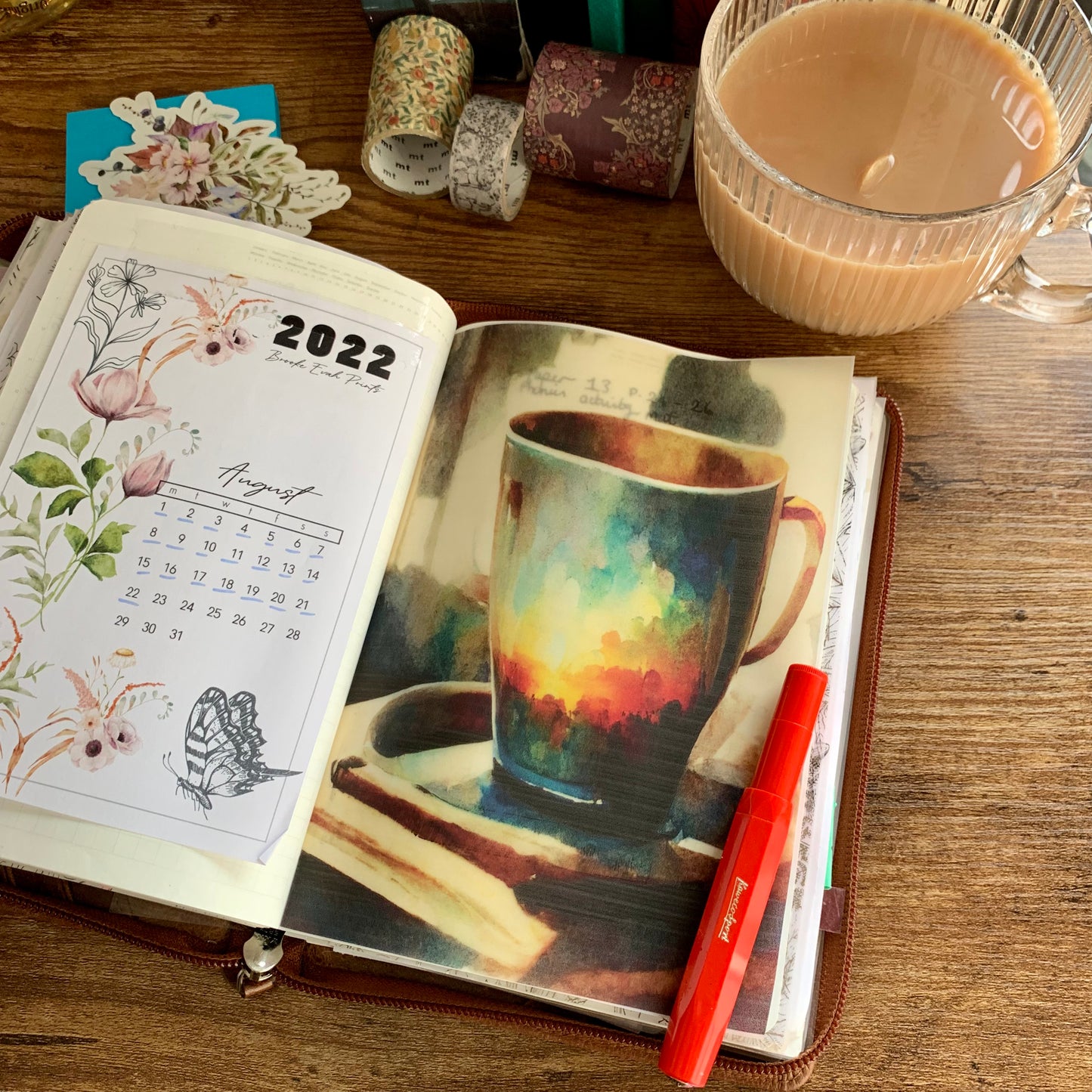 Watercolour Mug With Sunset  - Vellum Planner Dashboard - Quiet Time 🍂