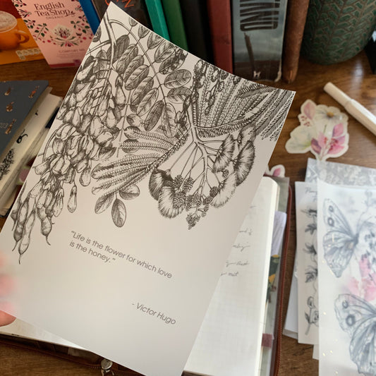 Gorgeous Hand drawn Plants with Black Foil Vellum Planner Dashboard - Life is the Flower 🌹