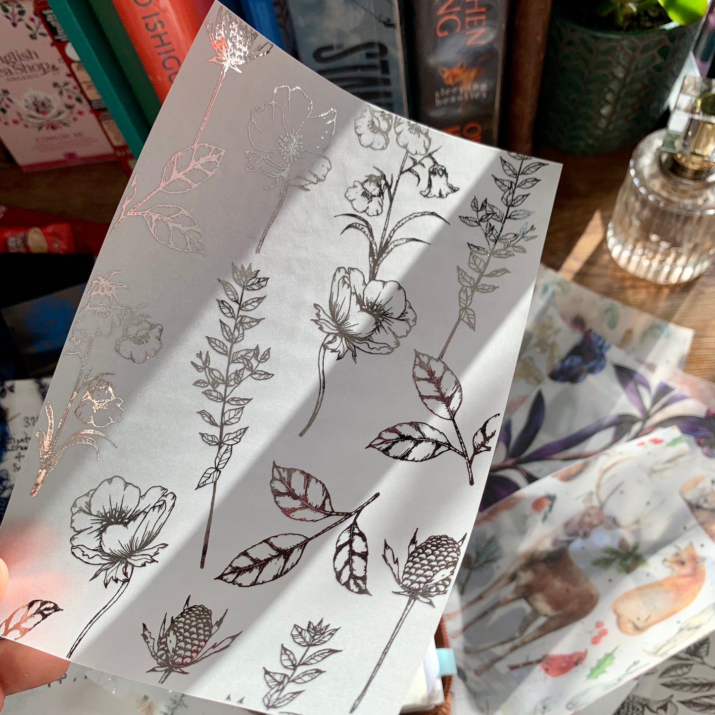 Silver Foiled Botanical Hand Drawn Floral Vellum X Acetate Planner Dashboard - Amelia Snow