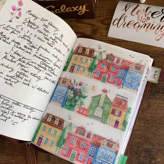 Watercolor Colorful Houses - Vellum Planner Dashboard - Love is a house *Spring Edition*