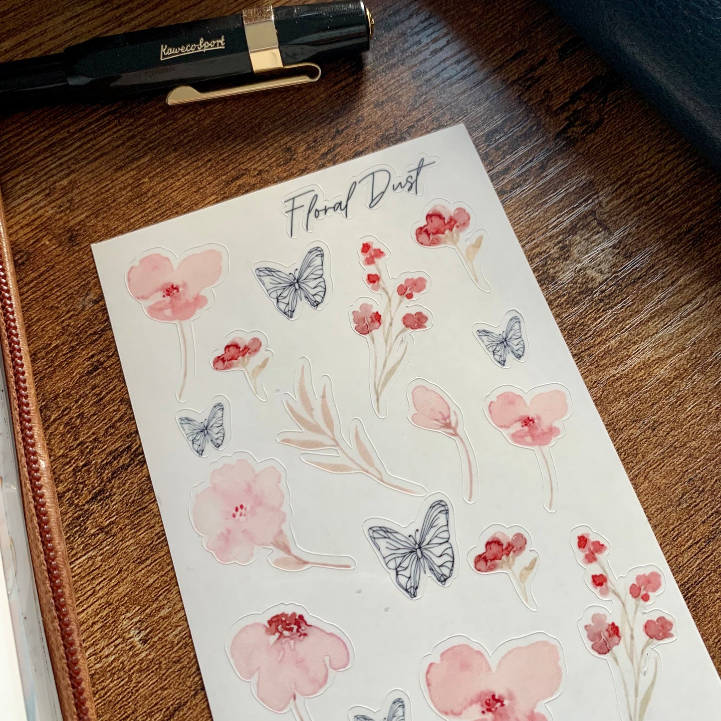 Pretty Transparent Floral & Butterflies Sticker Sheet - Floral Dust