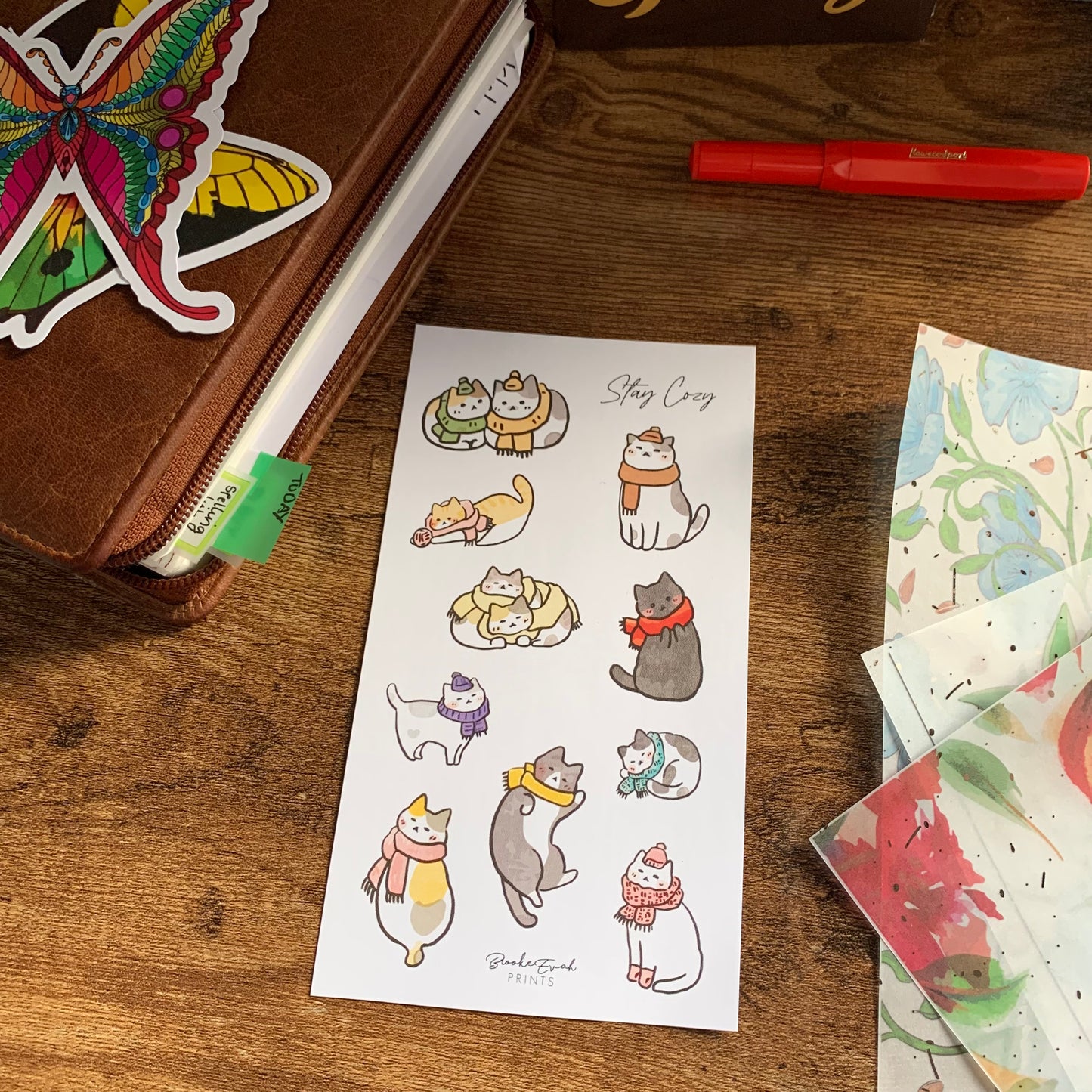 Cute Hand drawn Cat Stickers - Stay Cozy