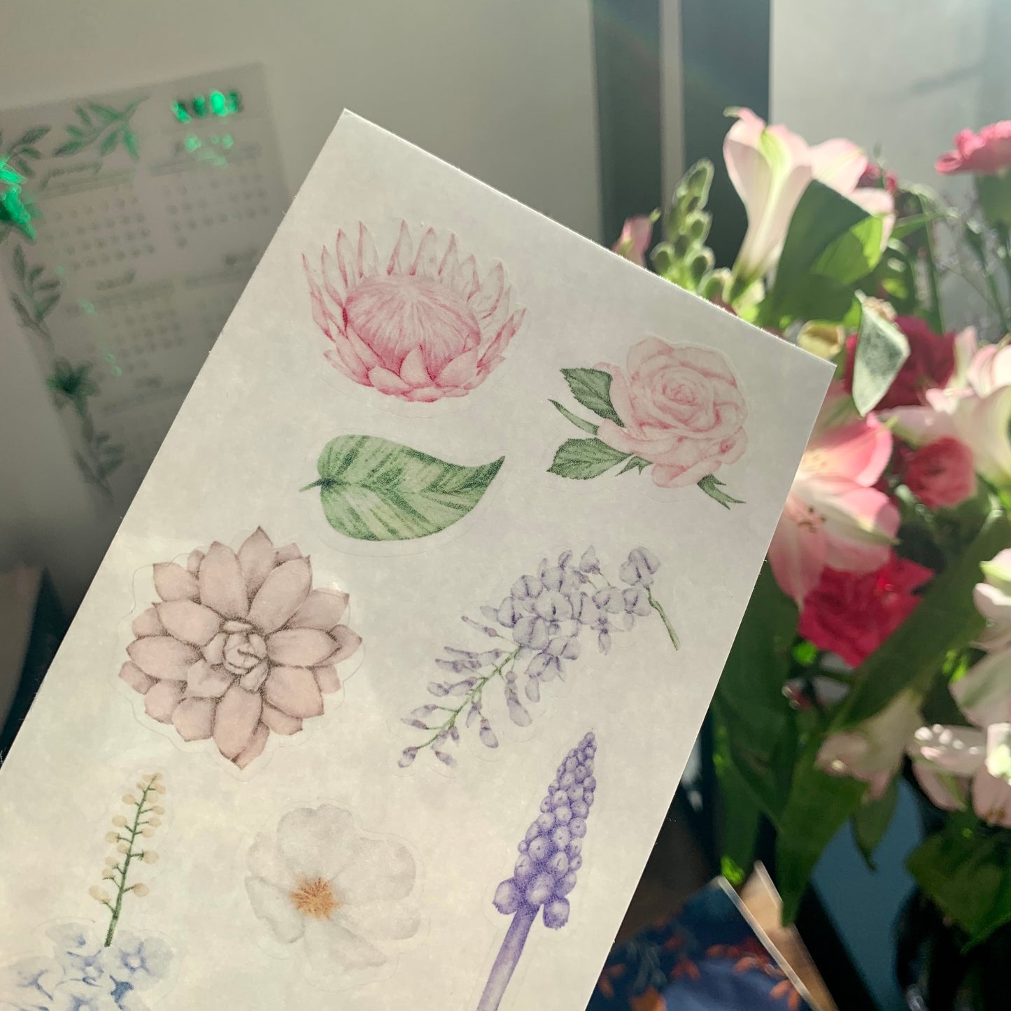 Watercolour Rose & Flower Stickers - Transparent Stickers