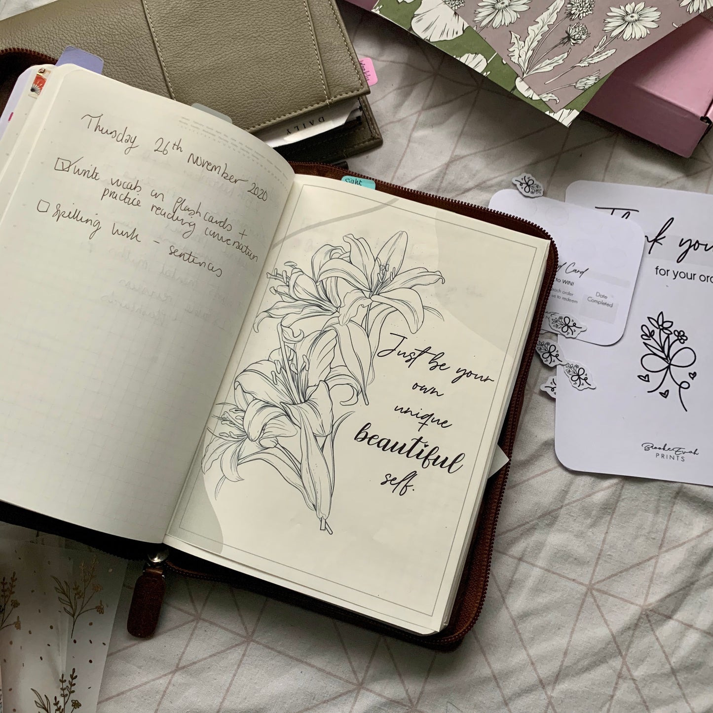 Printed Tomoe River Paper Planner Dashboards - Just be your own unique beautiful self