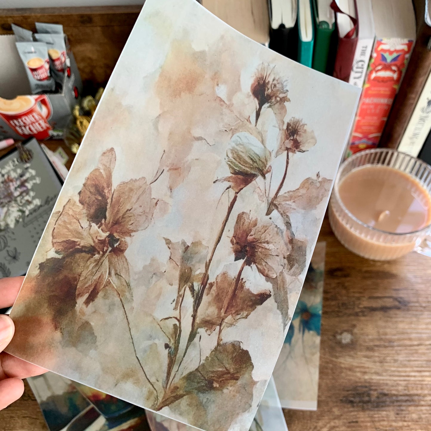 Watercolour Brown Flowers & Leaves II- Vellum Planner Dashboard - Perpetual Autumn🍂