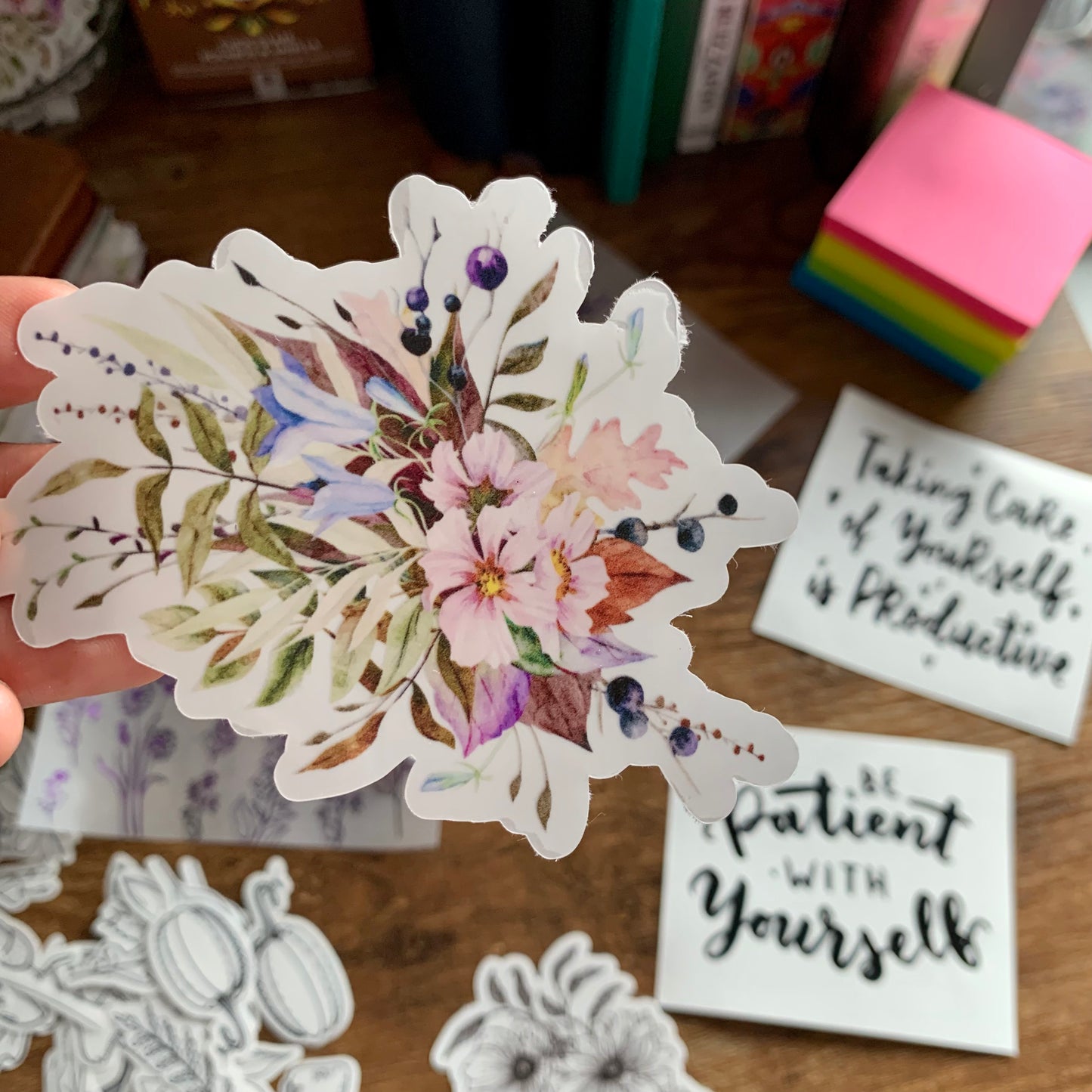 Gorgeous Water Color Floral Sticker Flake - Cleo