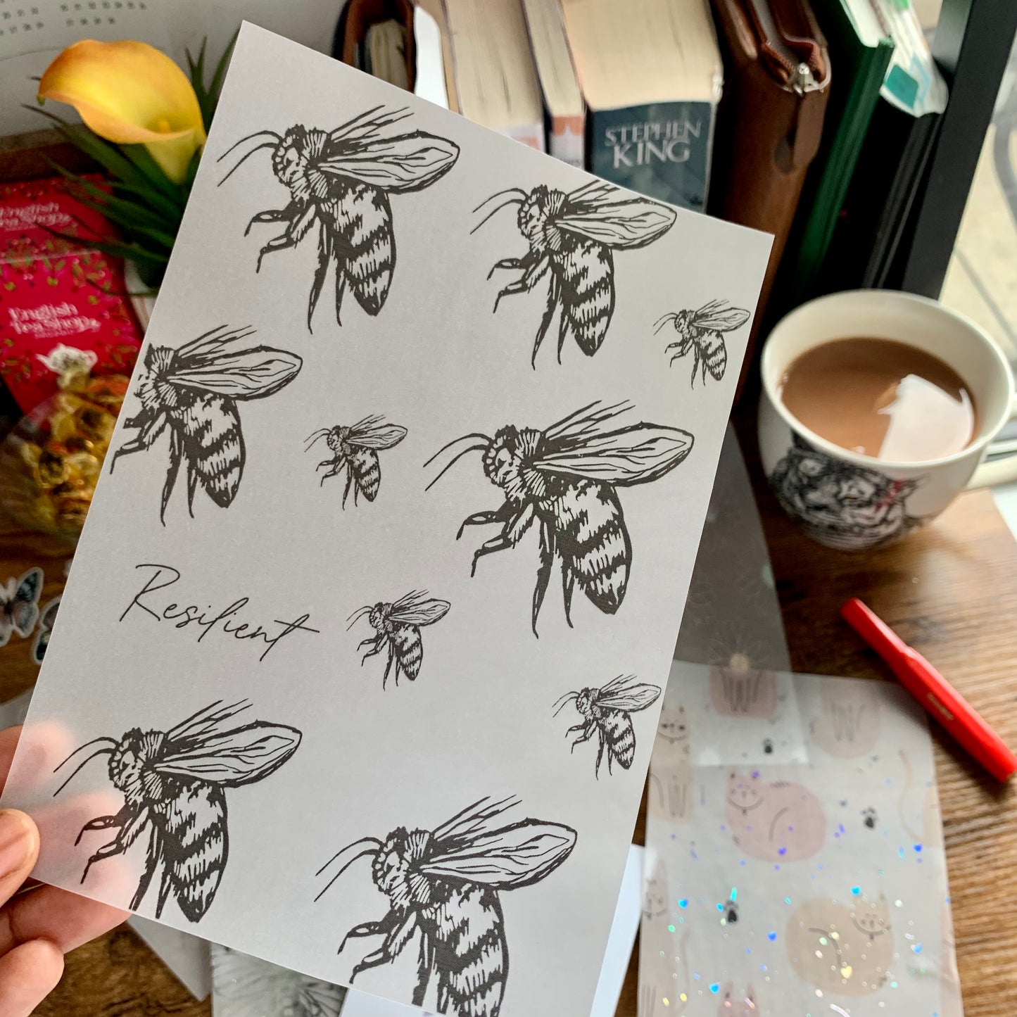 Black Foiled Bee Vellum Planner Dashboard - Resilient