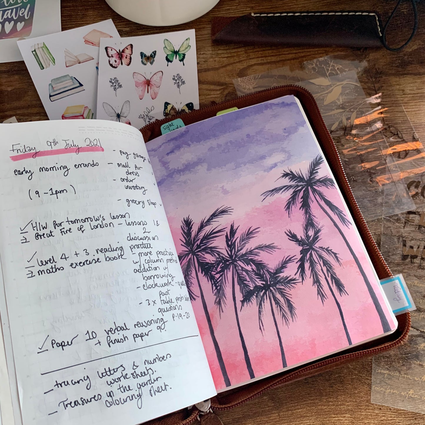 Palm trees & Sunset Planner Dashboard - Sunset Waves