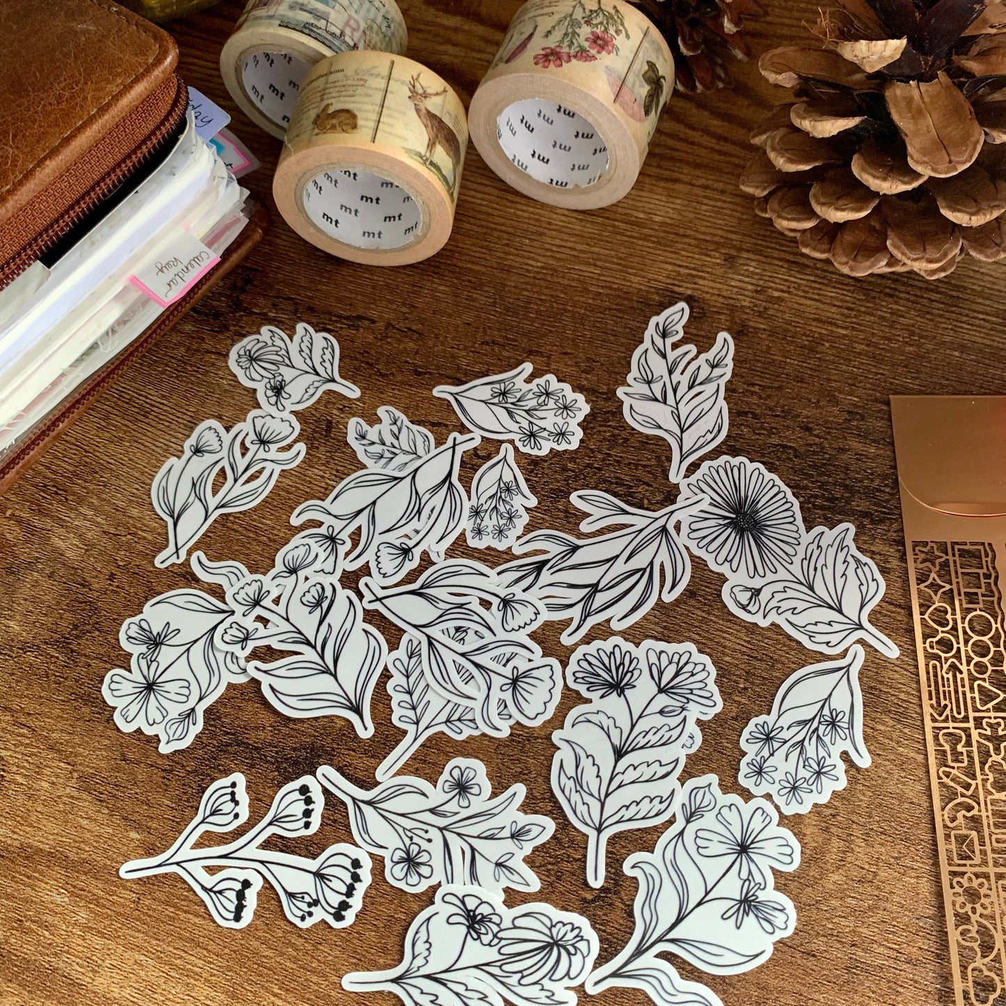 Minimal Floral Sticker Flakes - Pack of 21