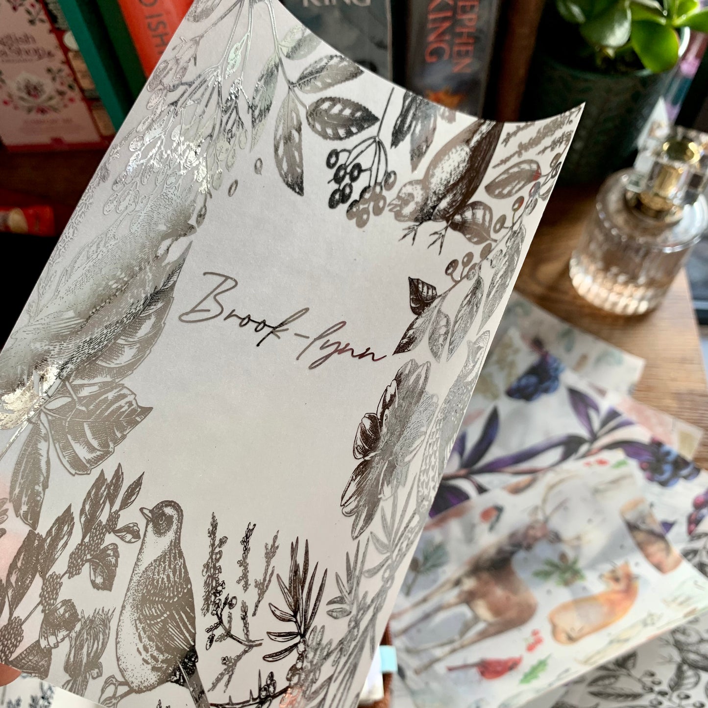 Foiled Vintage Birds and Plants Custom Name Vellum X Acetate Planner Dashboards - The Nectar