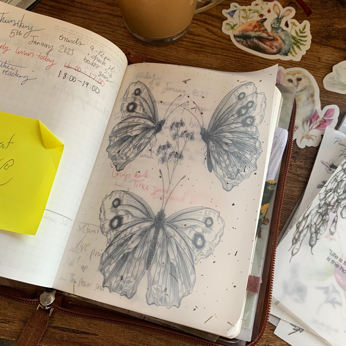 Beautiful Hand drawn Butterflies with Silver Foil Vellum Planner Dashboard - 3 🦋