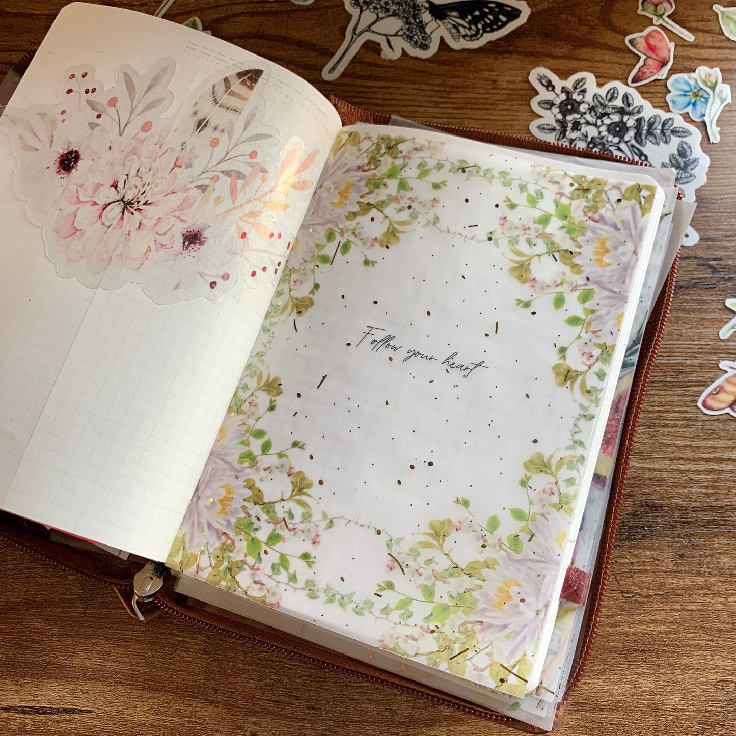Delicate Water color Floral Hand Drawn Vellum X Acetate Planner Dashboard - Follow your heart 💖