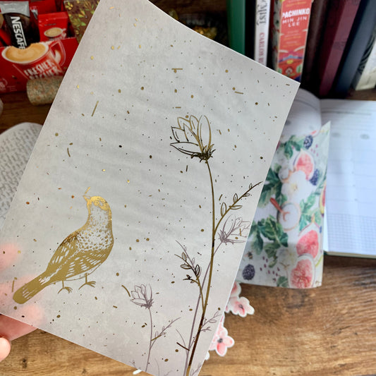 Gold Foiled Bird & Hand Drawn Florals Vellum Planner Dashboard- Memories
