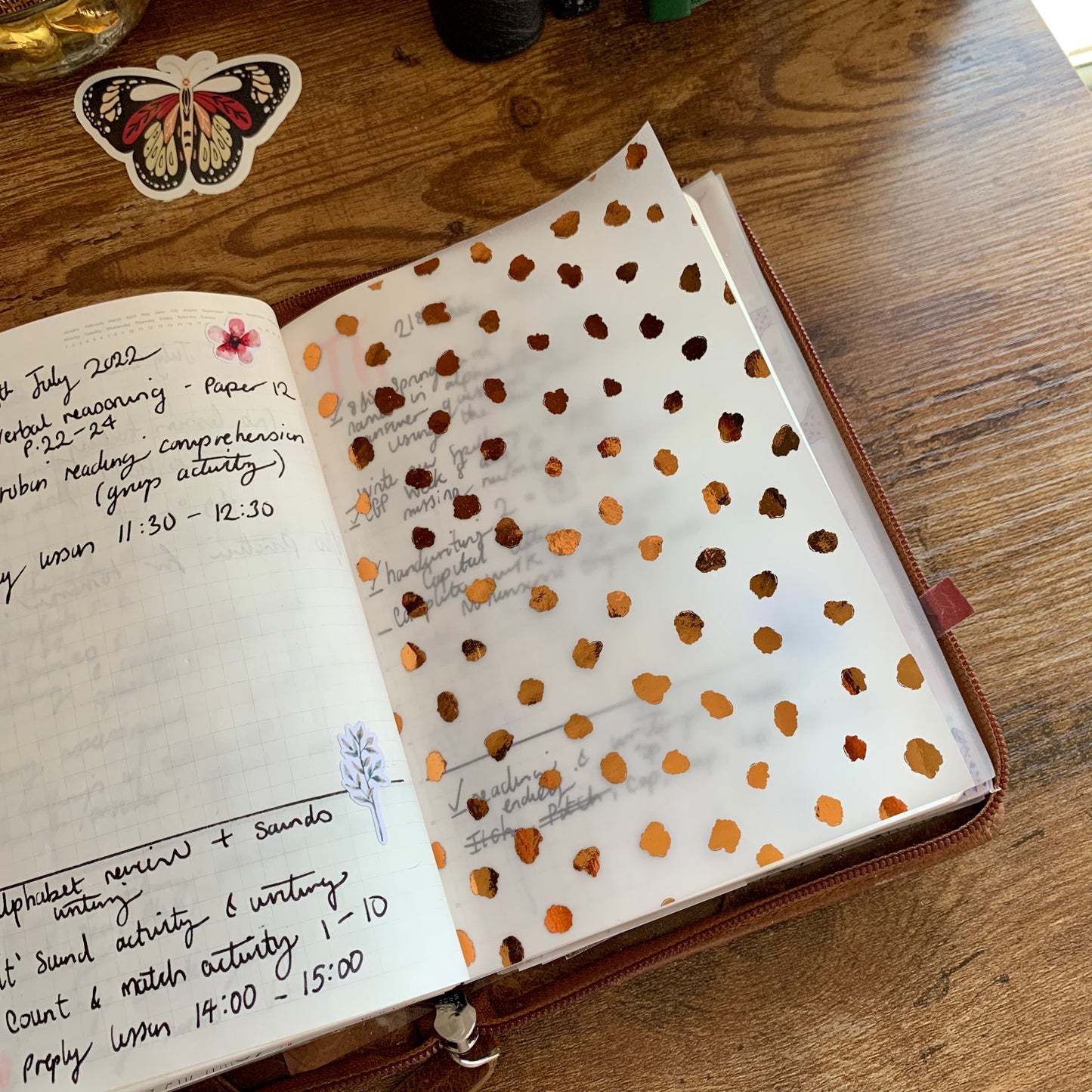 Copper Foiled Abstract Dots Vellum X Acetate Planner Dashboard - Dotty II